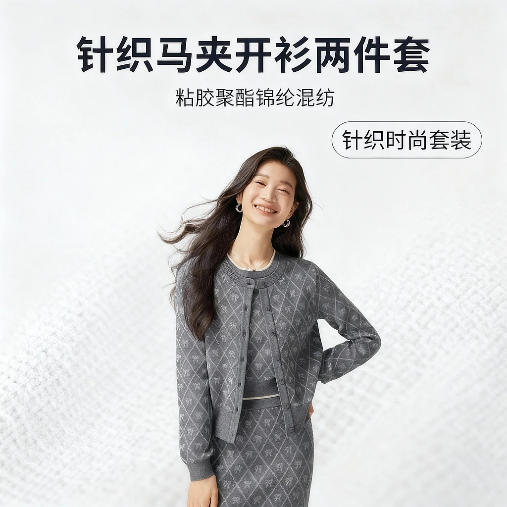 【达人专属】朗文斯汀针织马夹开衫时尚套装DTYG4509C07466