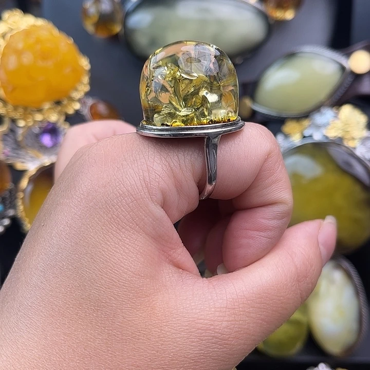 琥珀银S925镶嵌裸石