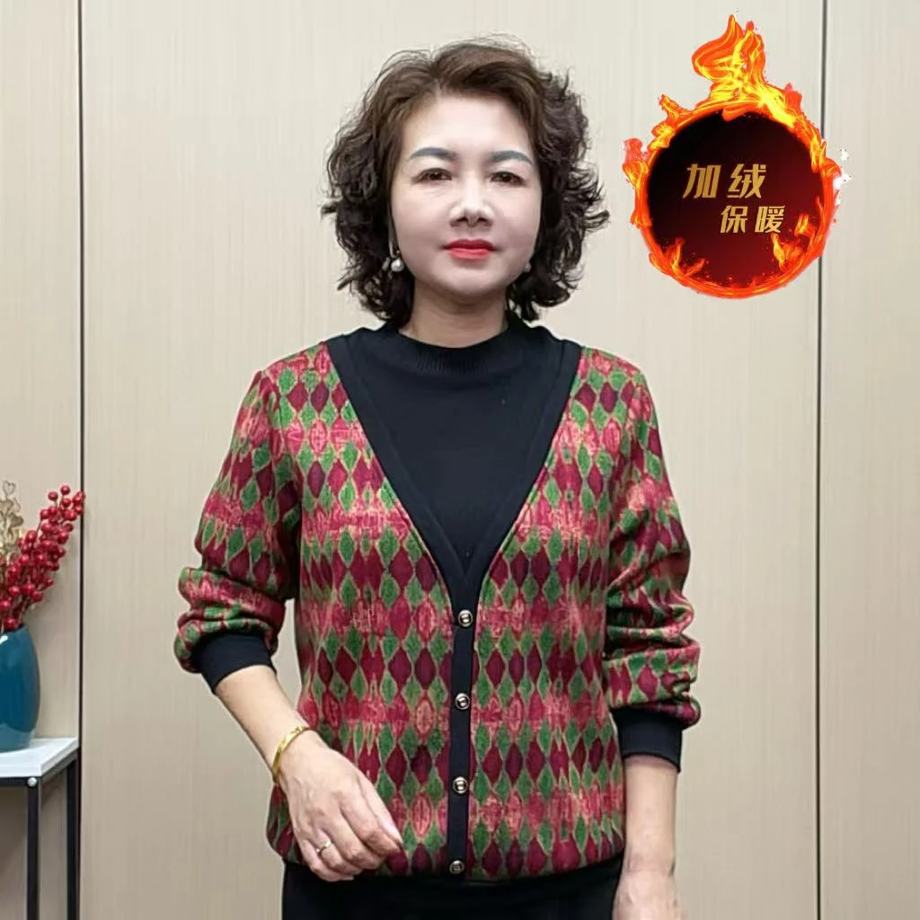 2025冬季时尚加绒中老年休闲弹力新款显瘦气质女装洋气减龄妈妈装