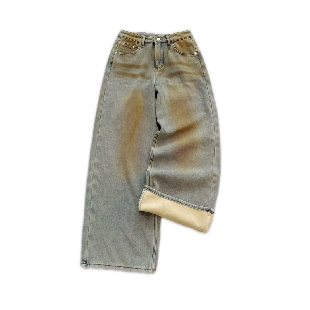 初代美希MEYSIKIM 加绒做旧牛仔裤ME0351