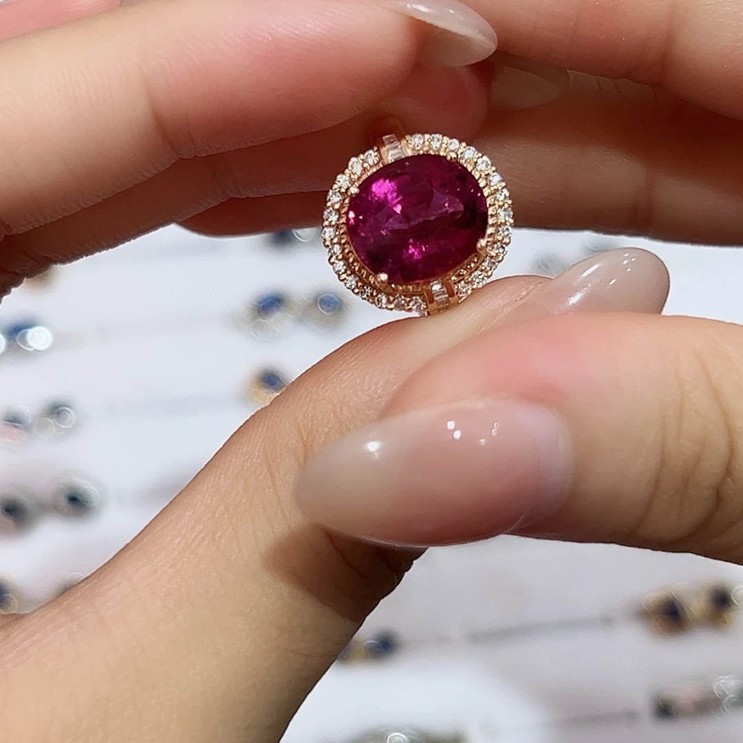 碧玺戒指18K金镶嵌