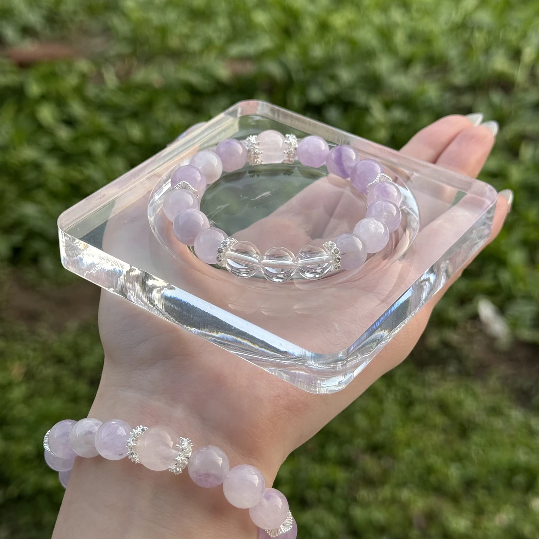 【紫藤】薰衣草紫晶 白水晶 粉晶 设计款水晶手串
