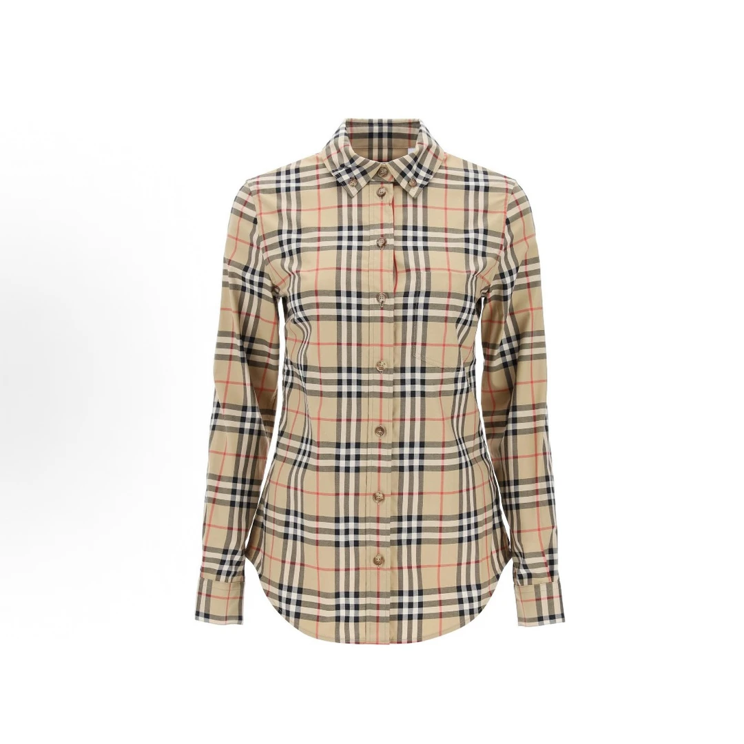 未使用 BURBERRY/博柏利 尖领格纹长袖舒适款衬衫 14281