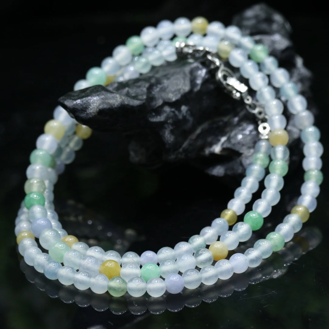 FC15天然缅甸翡翠A货冰多宝珠链/000233/保利厦门拍卖