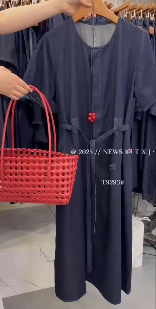 9293韩系短袖牛仔连衣裙女2025夏季新款宽松显瘦收腰甜美减龄裙子