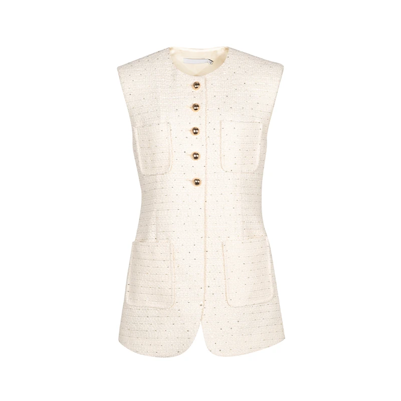 【九月专属】商场同款春秋新品收腰宽肩复古小香风马甲N011A41024