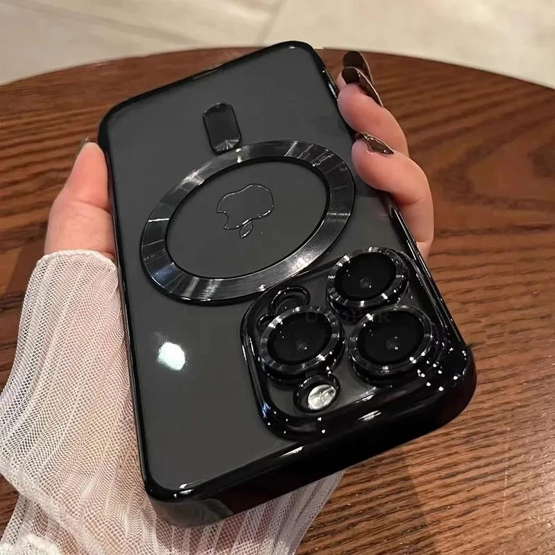 苹果16手机壳磁吸15充电电镀透明适用iPhone14promax镜头膜保护套