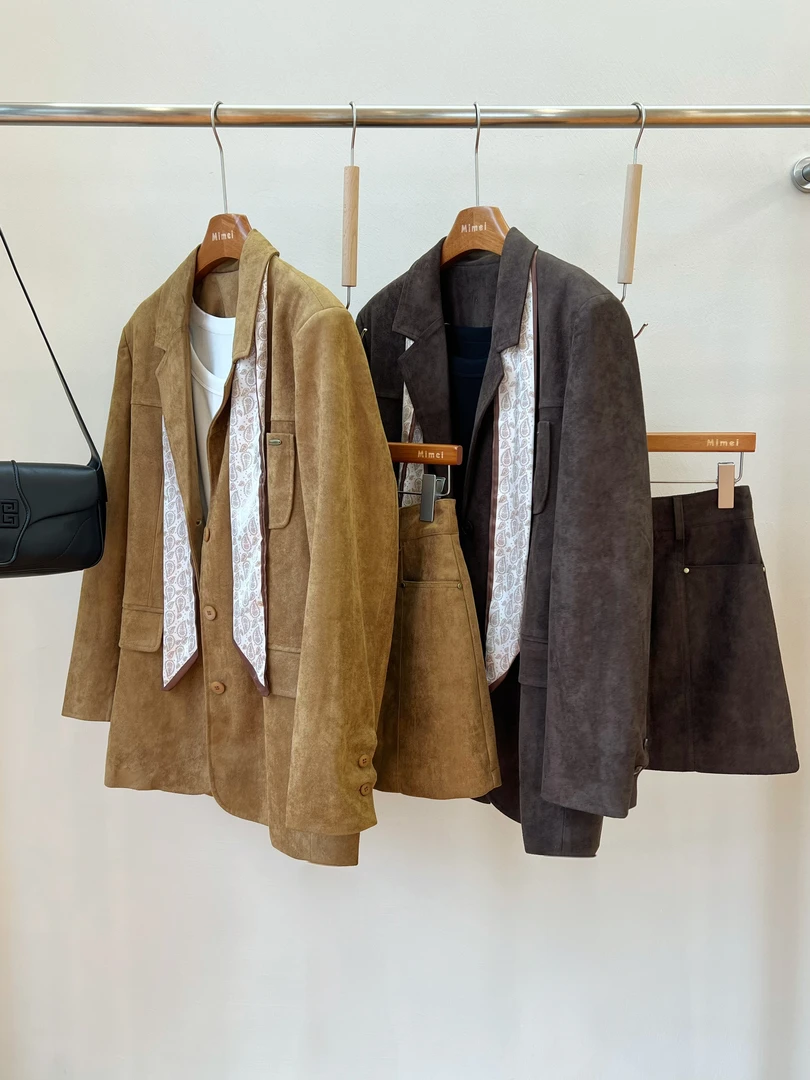 高级感复古港风美拉德西装外套短裙套装气质2025年小众新款5533