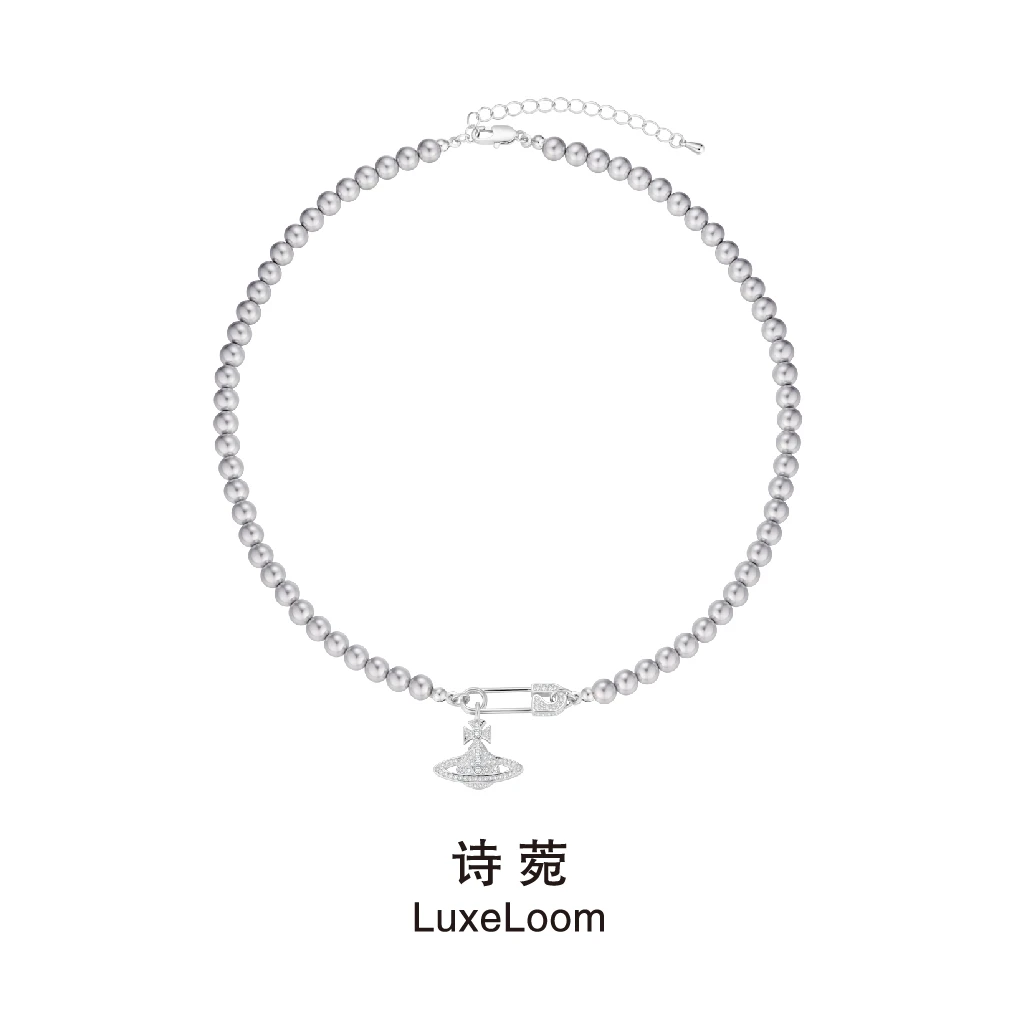 LuxeLoom/诗菀 铜合金仿珍珠项链 【土星别针项链】气质A0173