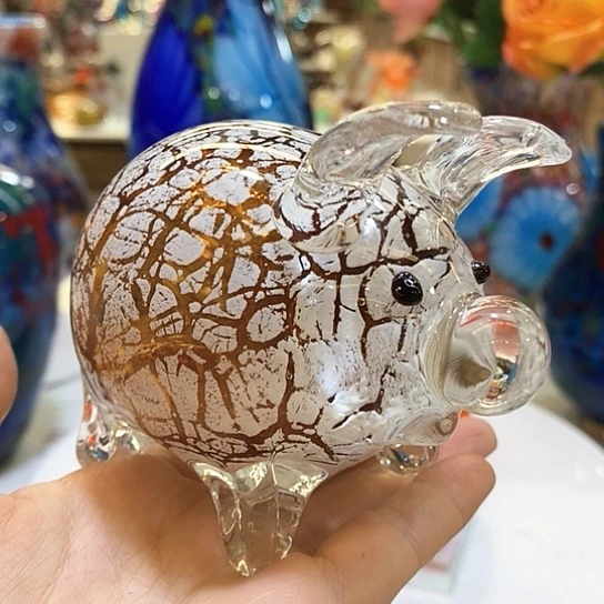 琉璃小猪摆件高7.5