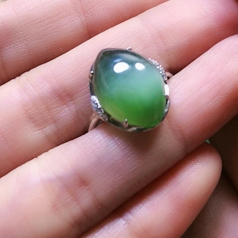 和田玉戒指银S925镶嵌