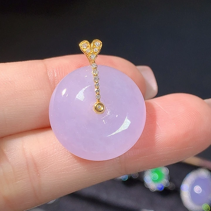 翡翠18K金镶嵌吊坠(不含链)