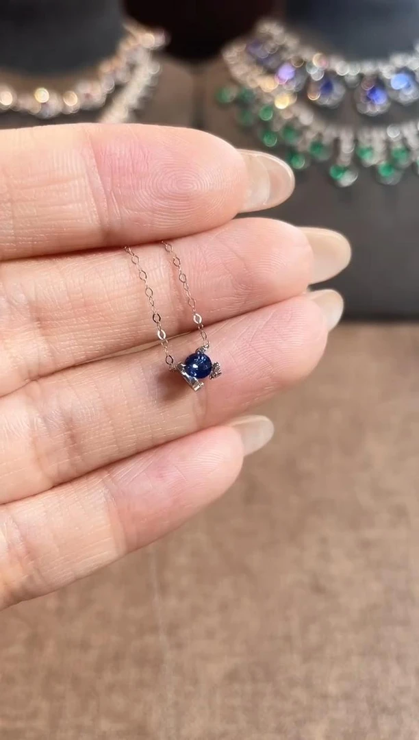 玉峰珠宝【安娜】蓝宝石项链18K金【1722】多样性发一