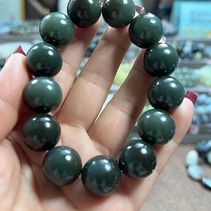 和田玉手链未镶嵌新疆且末蓝卡18