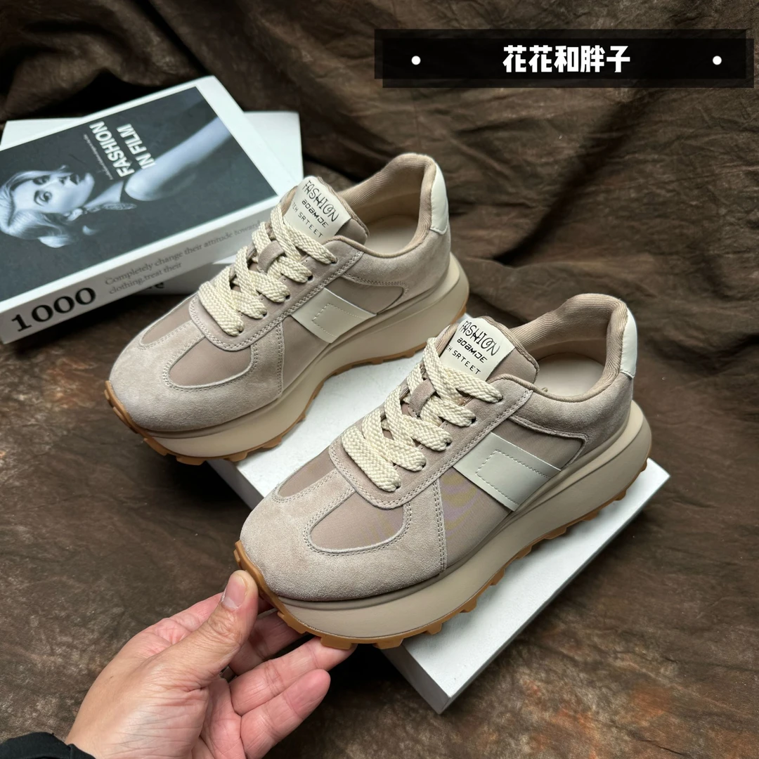 【NMD】真皮毛呢养护灰尘水洗光滑防磨通风休闲反绒皮880-25杏色
