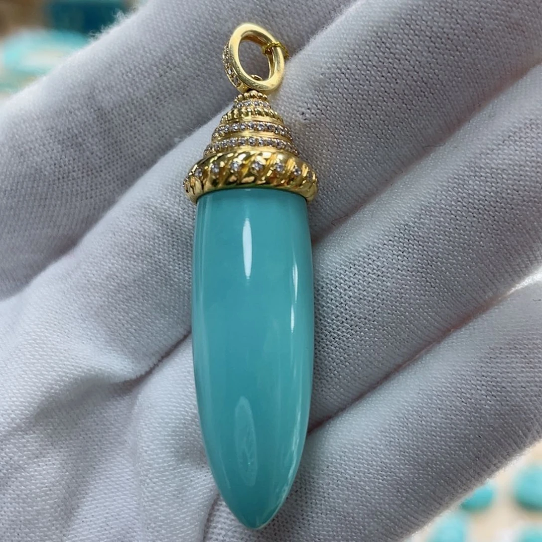 绿松石珠宝奇石18K金镶嵌