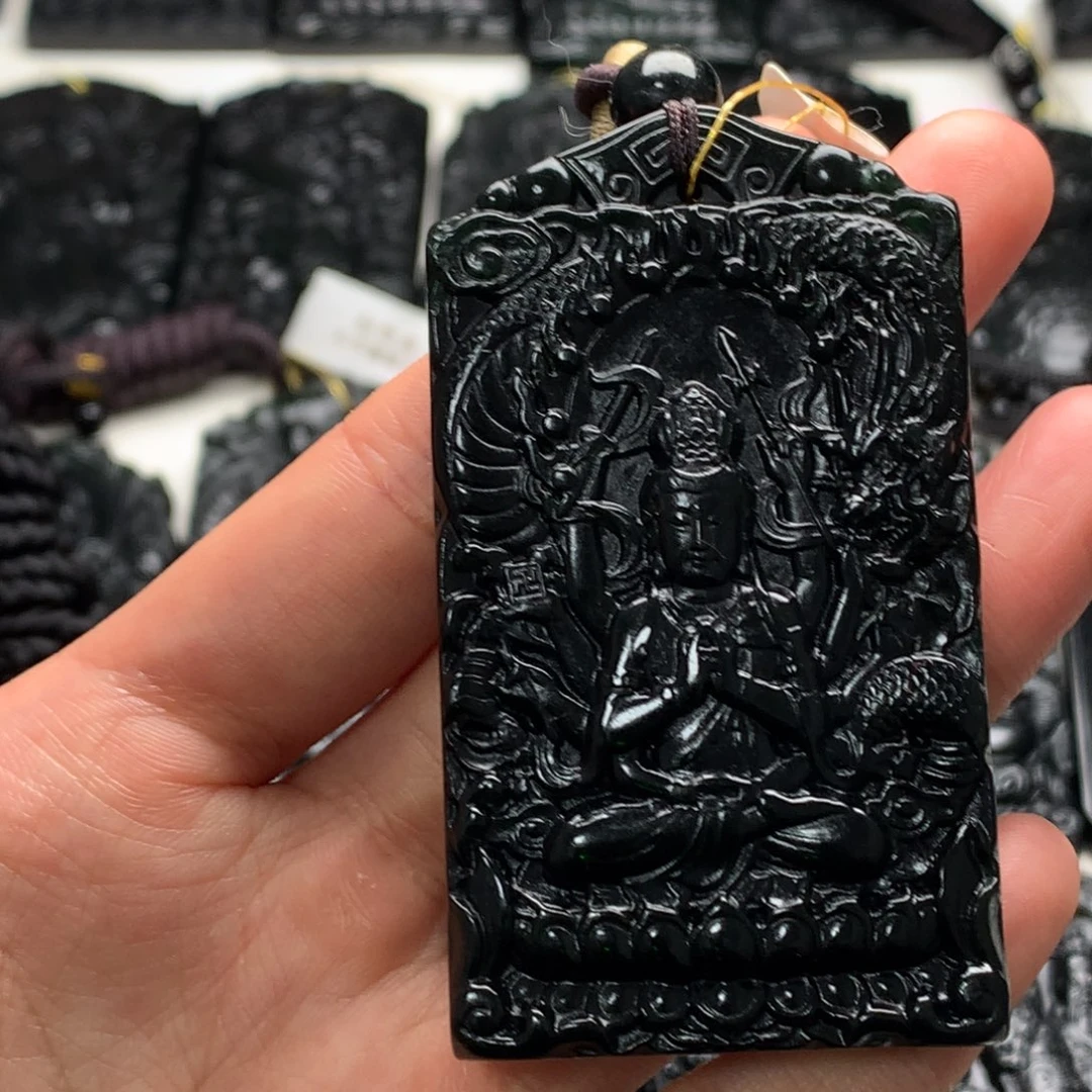 天然缅甸a货钢琴黑挂件