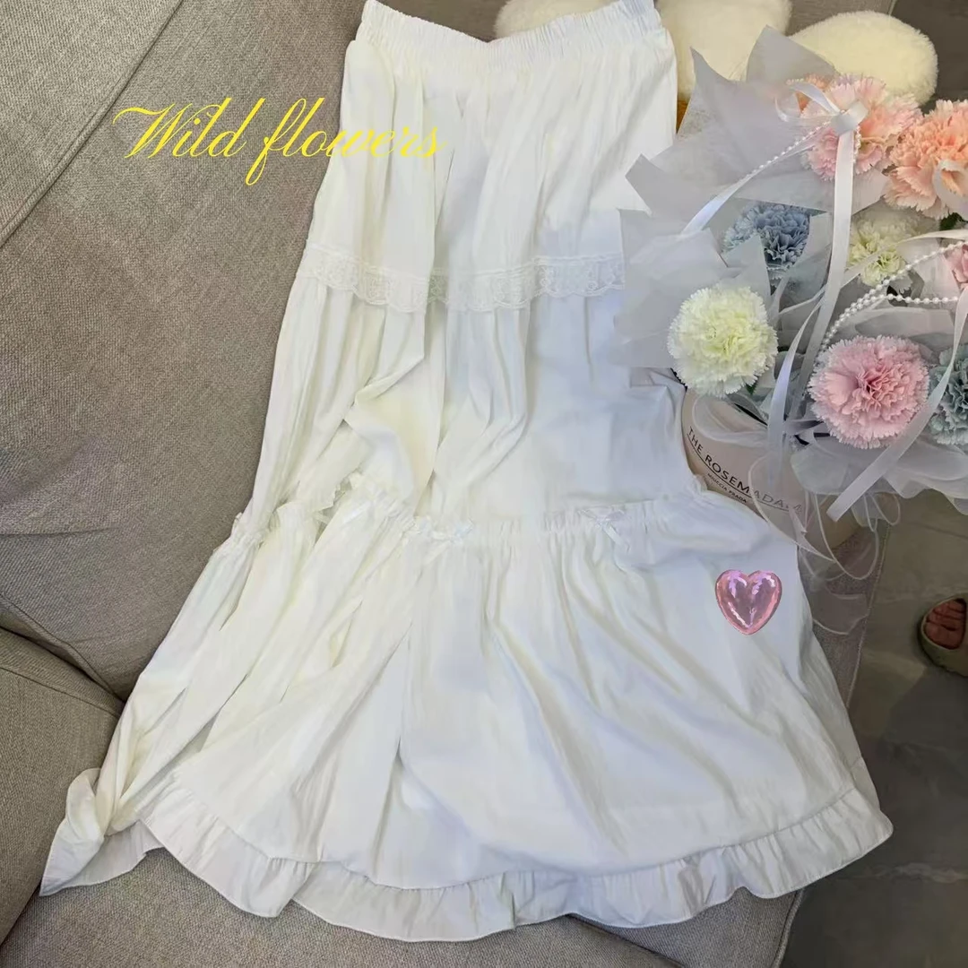 ZHUZHU 春日雏菊 百搭蕾丝边长裙