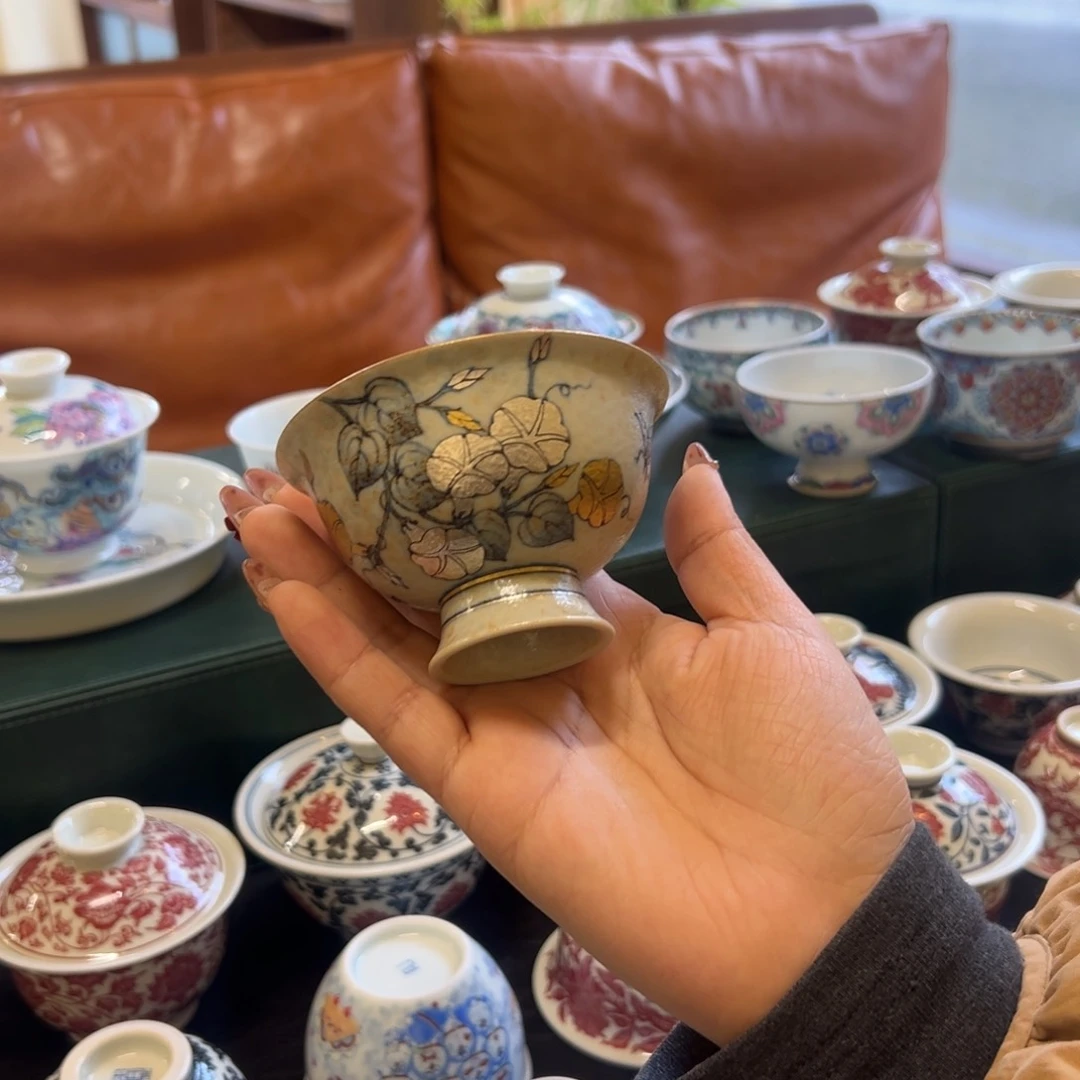 Y青时牵牛花高足杯