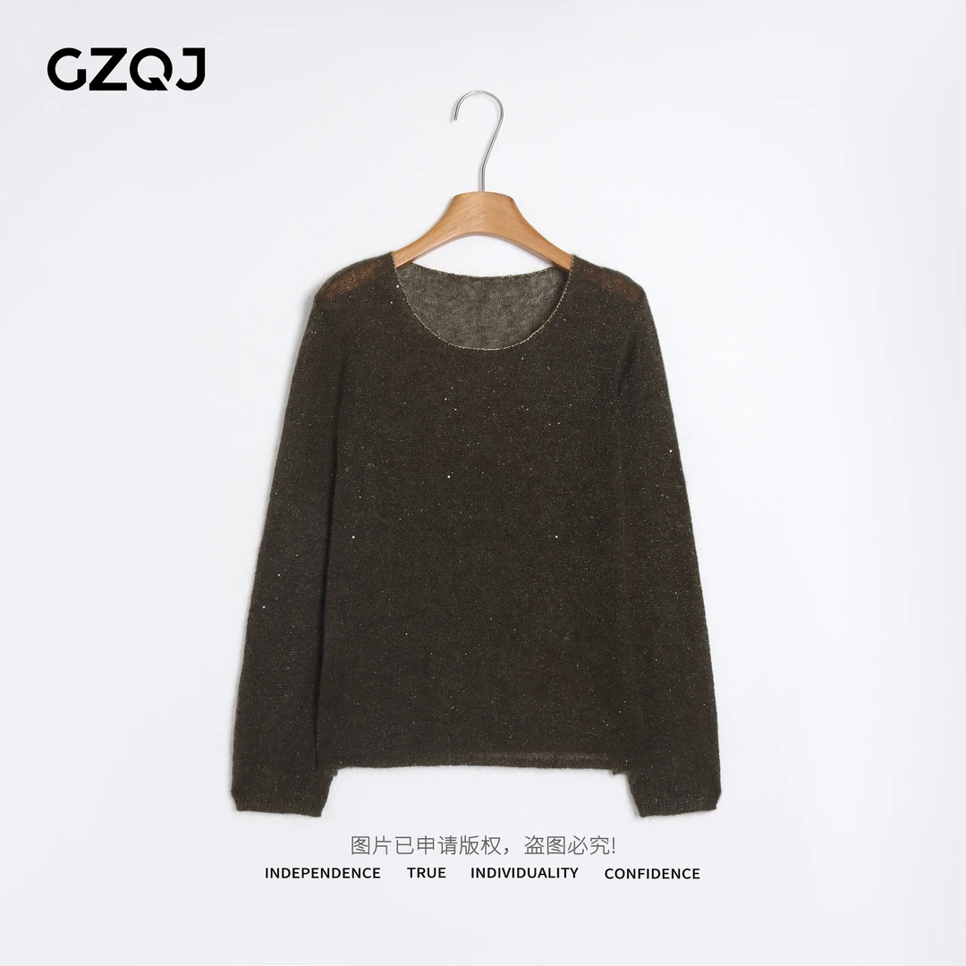 老琴私服 【绿野星屑】欧若风马海毛设计师毛针织衫女秋款 3539