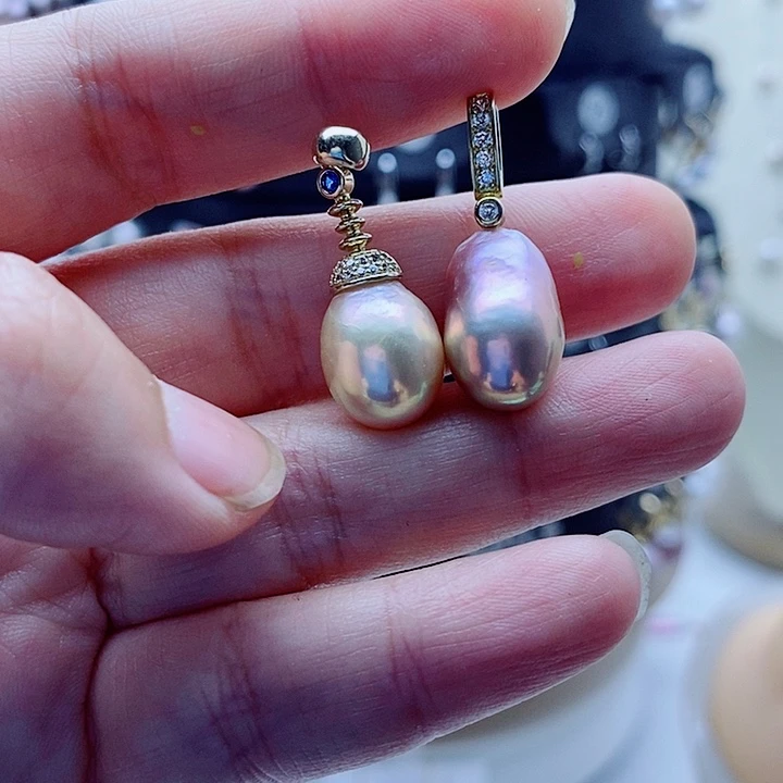 银S925镶嵌淡水珍珠耳饰