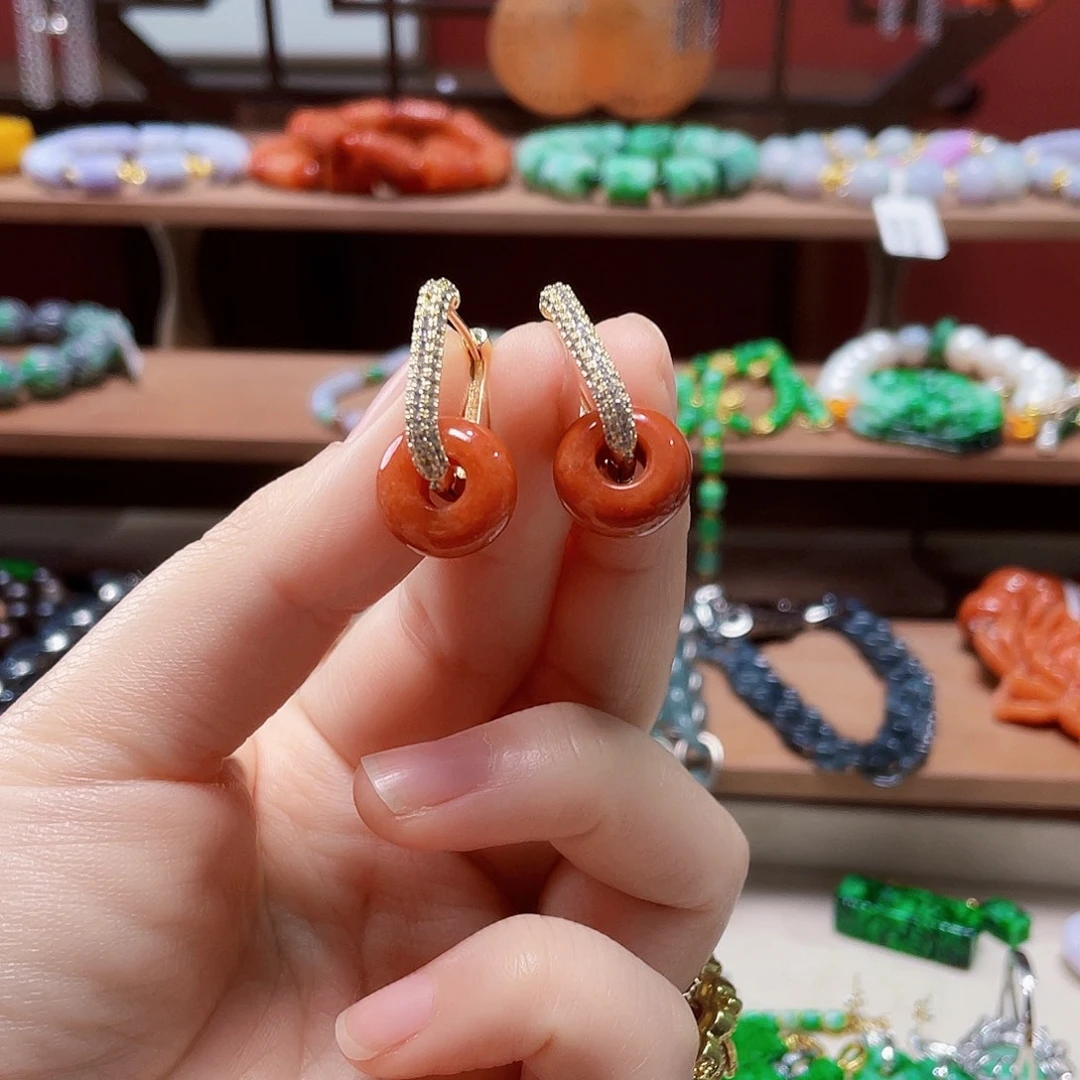 翡翠未镶嵌耳饰饰品