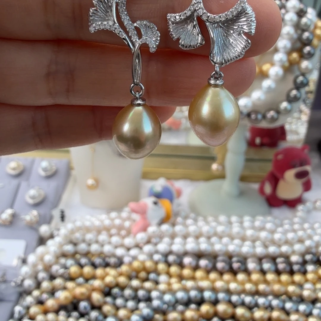 银S925镶嵌耳饰海水珍珠