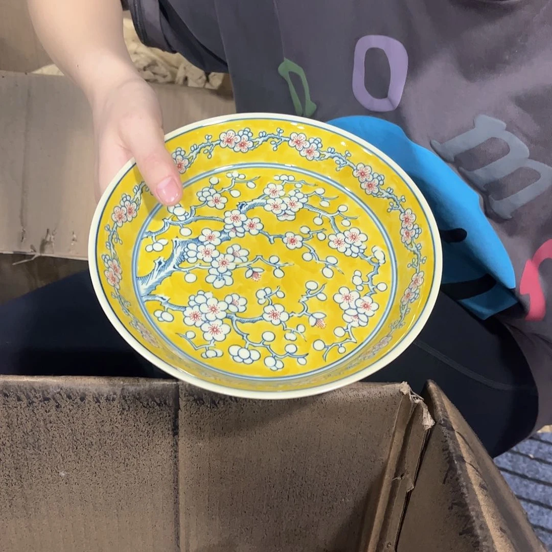 摆件/////景德镇陶瓷器。盘。黄。