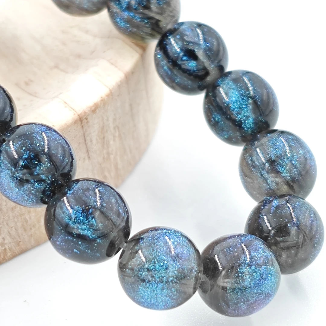 G025古典气质国民族风人鱼黑68颗长链项链妈妈链