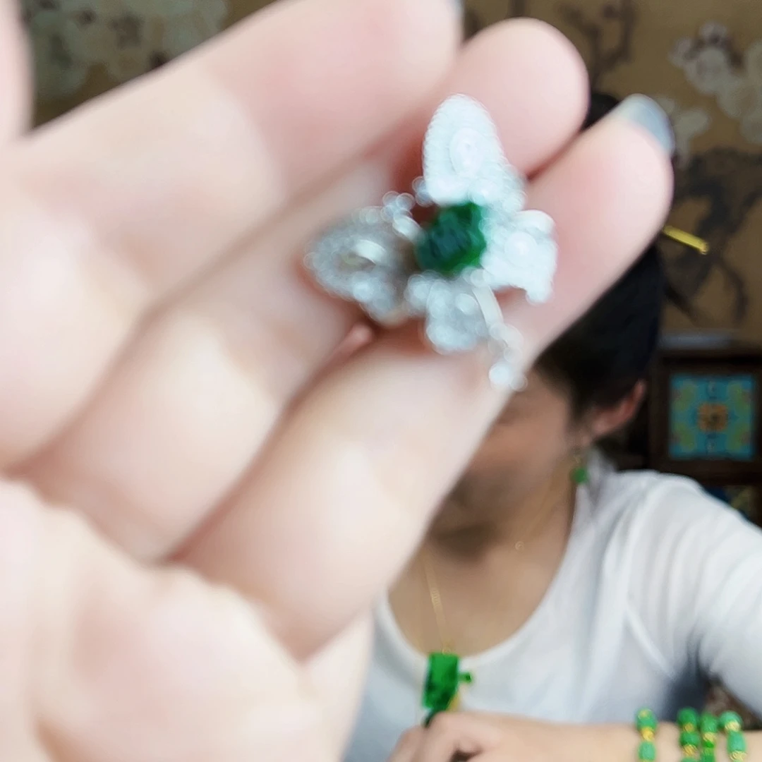 翡翠银S925镶嵌套链戒指