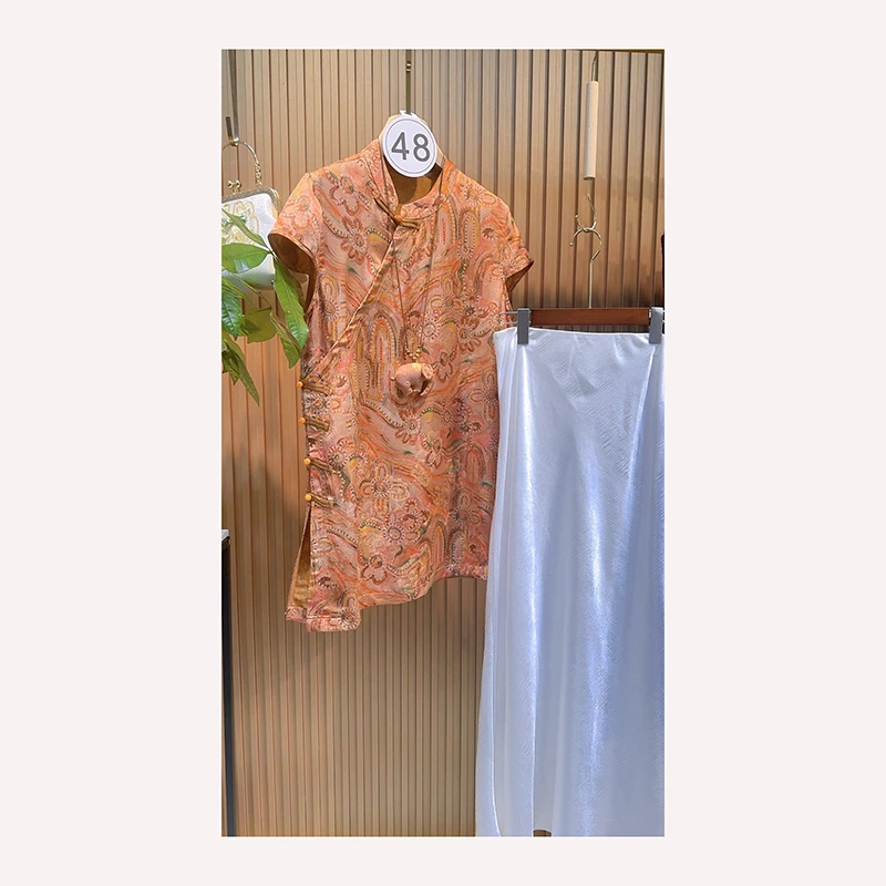 唐装碎花气质时尚新中式夏季复古中国风提花