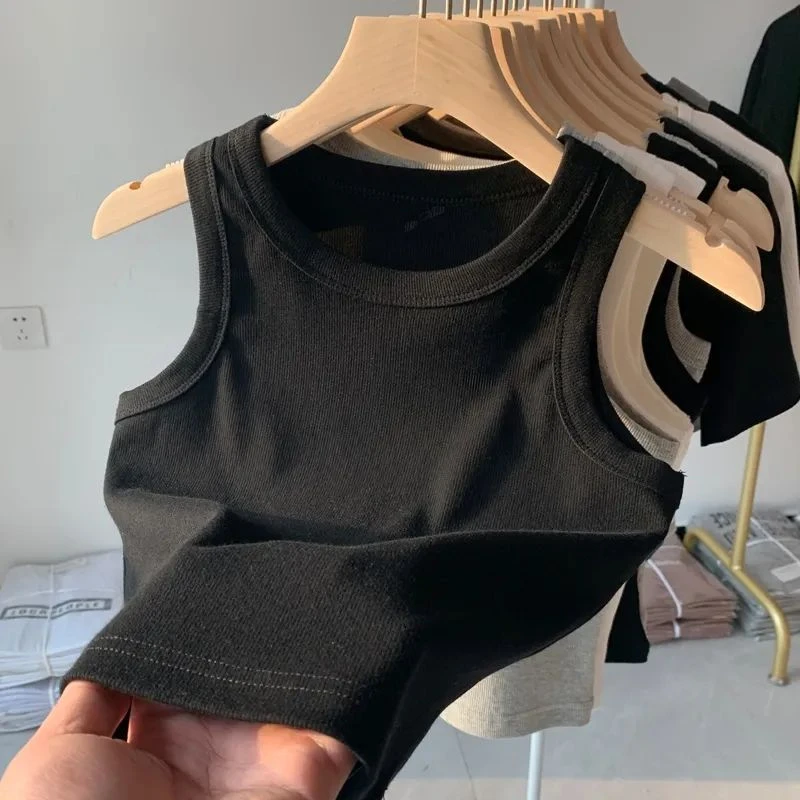 奥特莱斯~专柜清仓高档短款吊带背心女外穿内搭运动打底ins上衣潮