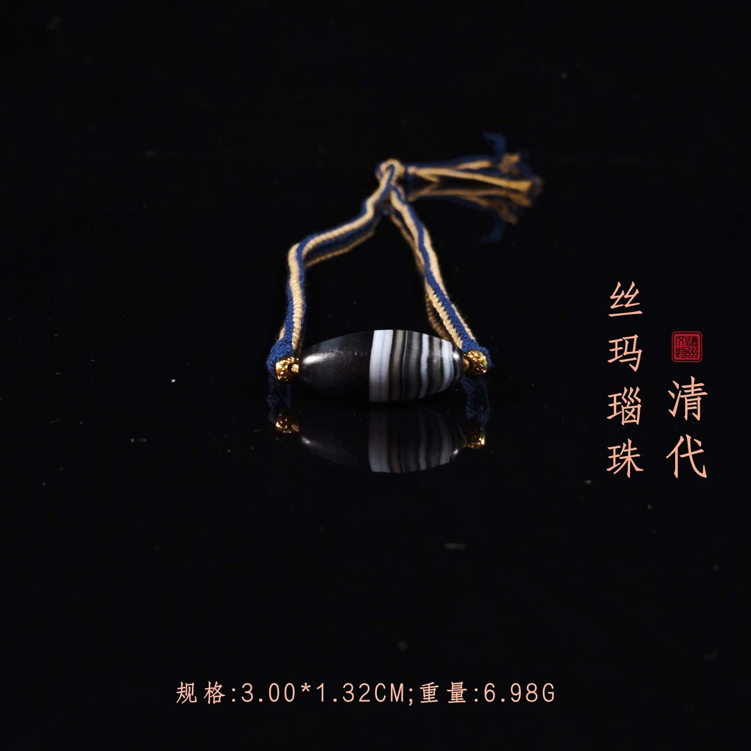 清代缠丝玛瑙珠/DZ176260/古玩/收藏/德州文物