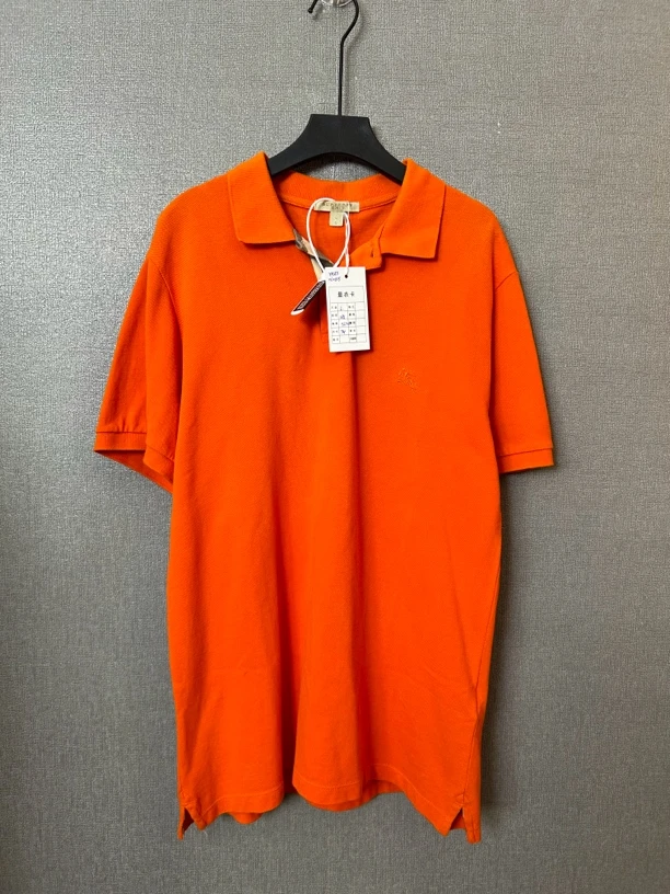 95新 BURBERRY/博柏利 橘色半袖polo衫