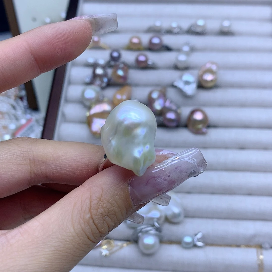 【闪购商品】淡水珍珠戒指银S925镶嵌有***晚