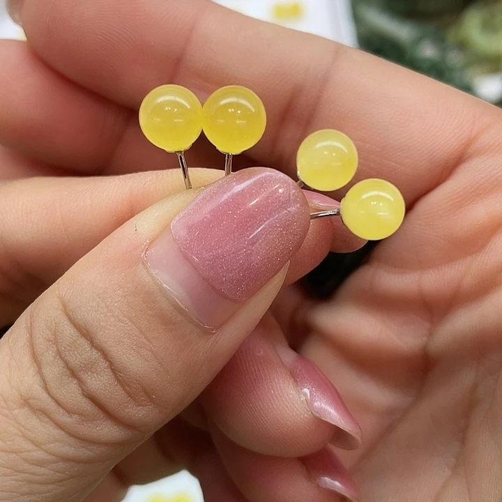 蜜蜡银S925镶嵌耳饰颜色多样性发货拍一发一
