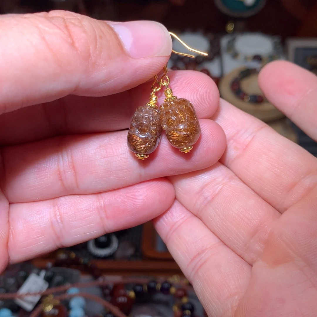 未镶嵌珠宝半成品水晶铜发貔貅耳饰