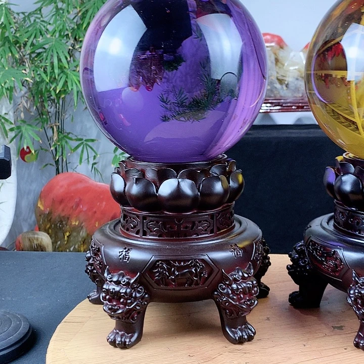 陆***妈石材紫水晶球直径20带高档底座