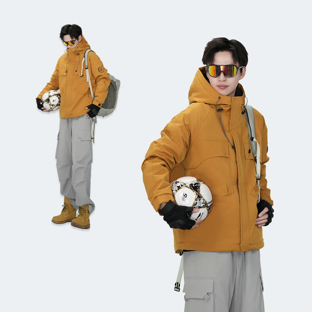 【早春新款】男女同款连帽冲锋棉服立体工装款百搭外套棉衣W0001