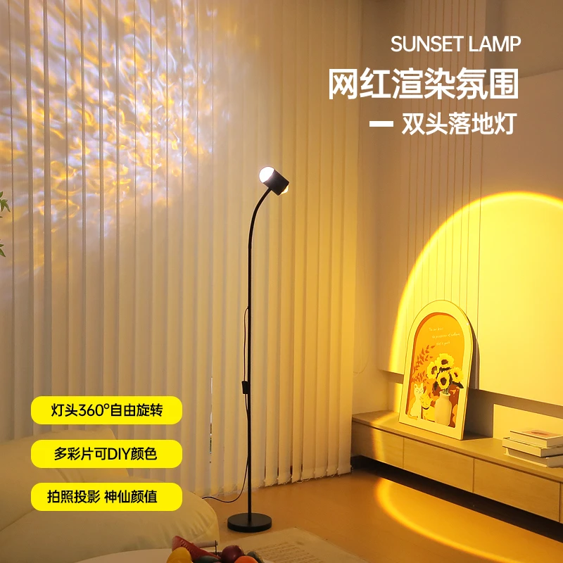 水波纹氛围灯客厅网红高级感双头落地直播间背景美容院卧室落日灯