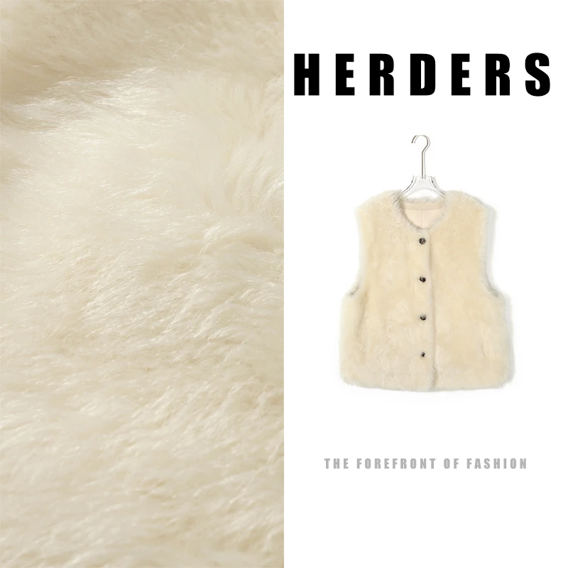 HERDERS 短款V领皮毛一体马甲 257197