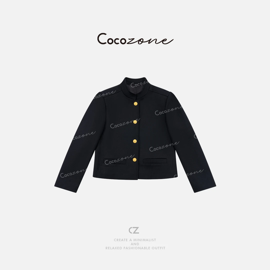 COCO ZONE 刘一一【绵羊毛混纺】挺括版型金属纽扣立领外套CD2A1397