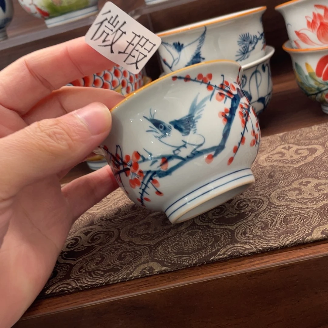 釉下手绘茶具微瑕