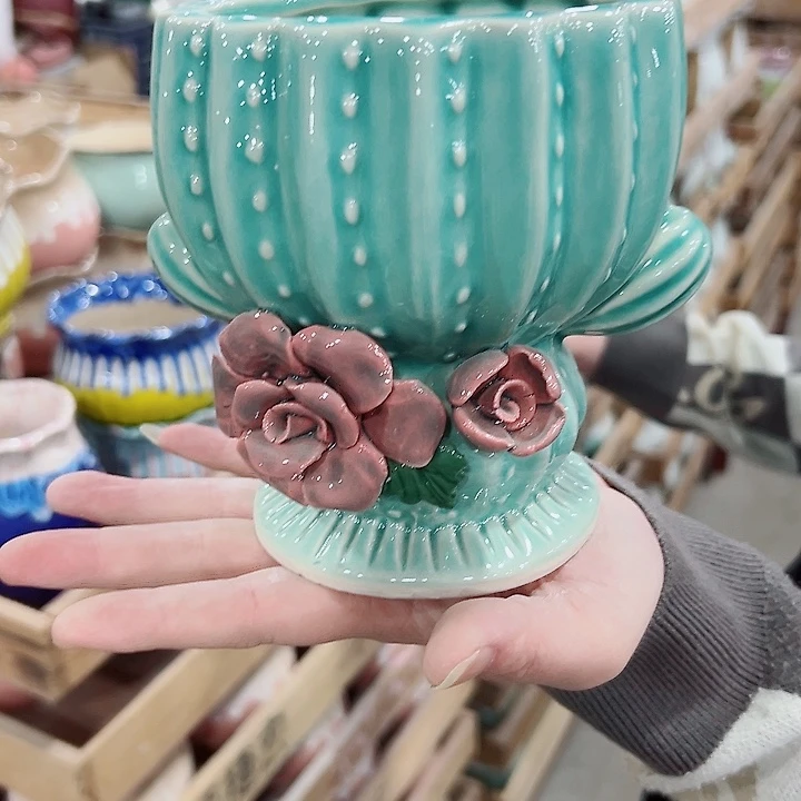 有孔.凑满10元发货多肉陶瓷花盆！