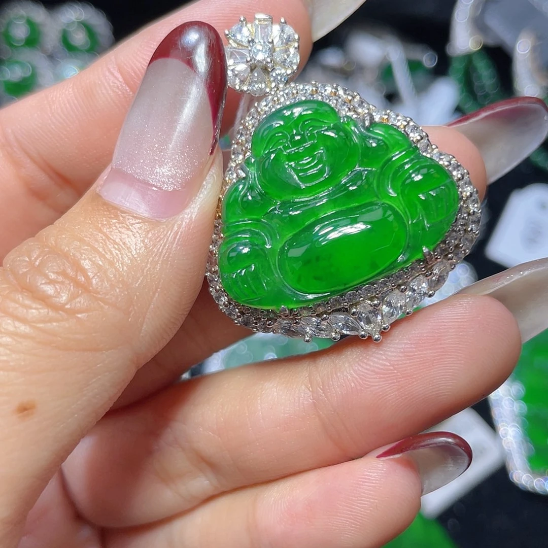 翡翠颈饰银S925镶嵌翡翠