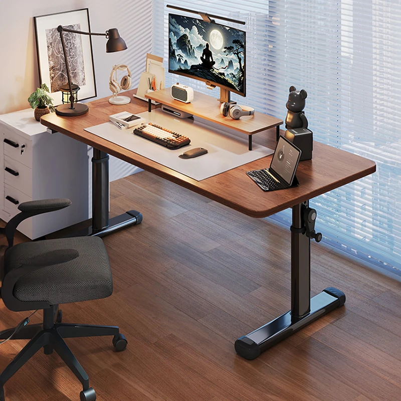 可升降电脑桌家用学生学习桌写字书桌卧室办公桌子长方形工作台