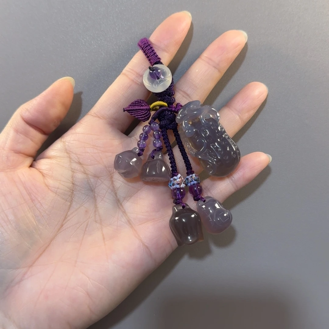 ****夭未镶嵌钥匙挂件玛瑙/玉髓