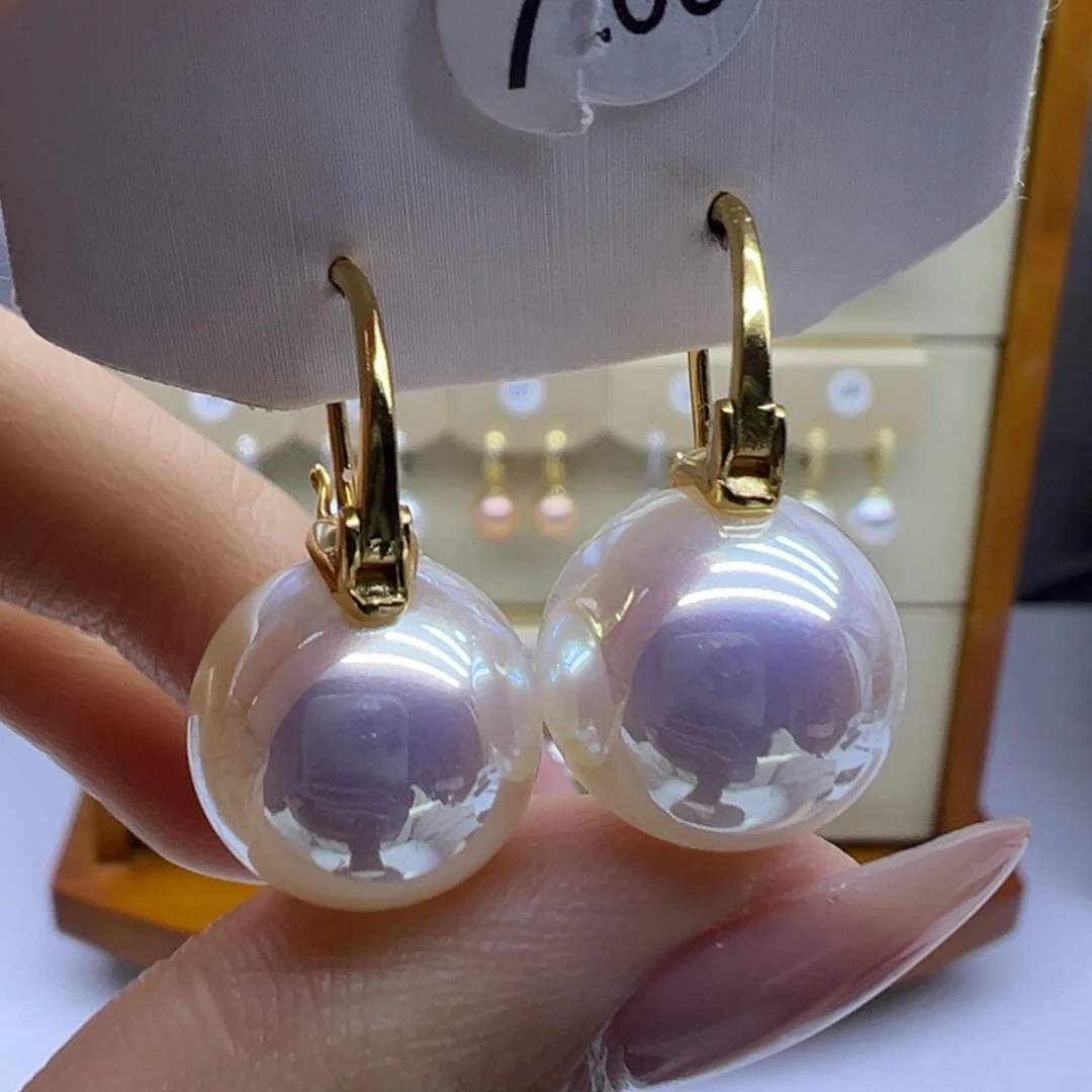 耳饰银S925镶嵌淡水珍珠