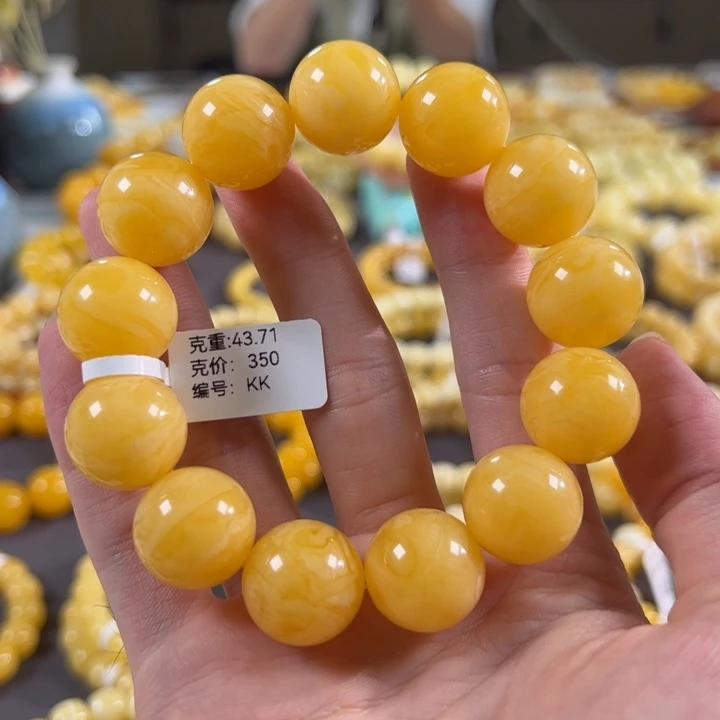 手串蜜蜡未镶嵌18mm焦皮同料精工圆珠浓蜡飘花kk