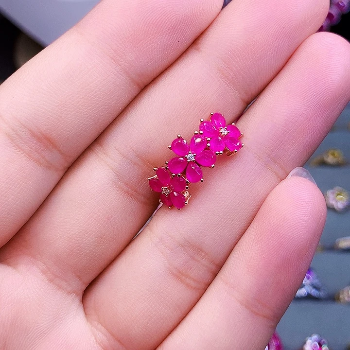 戒指银S925镶嵌红宝石